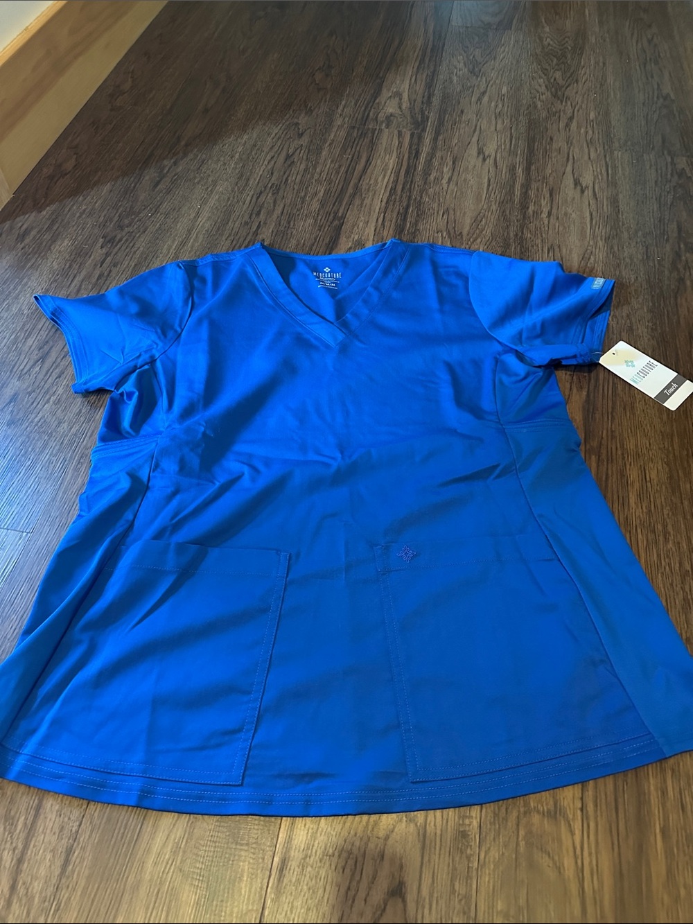 Med Couture Royal Blue V-Neck Short Sleeve maternity Scrub Top